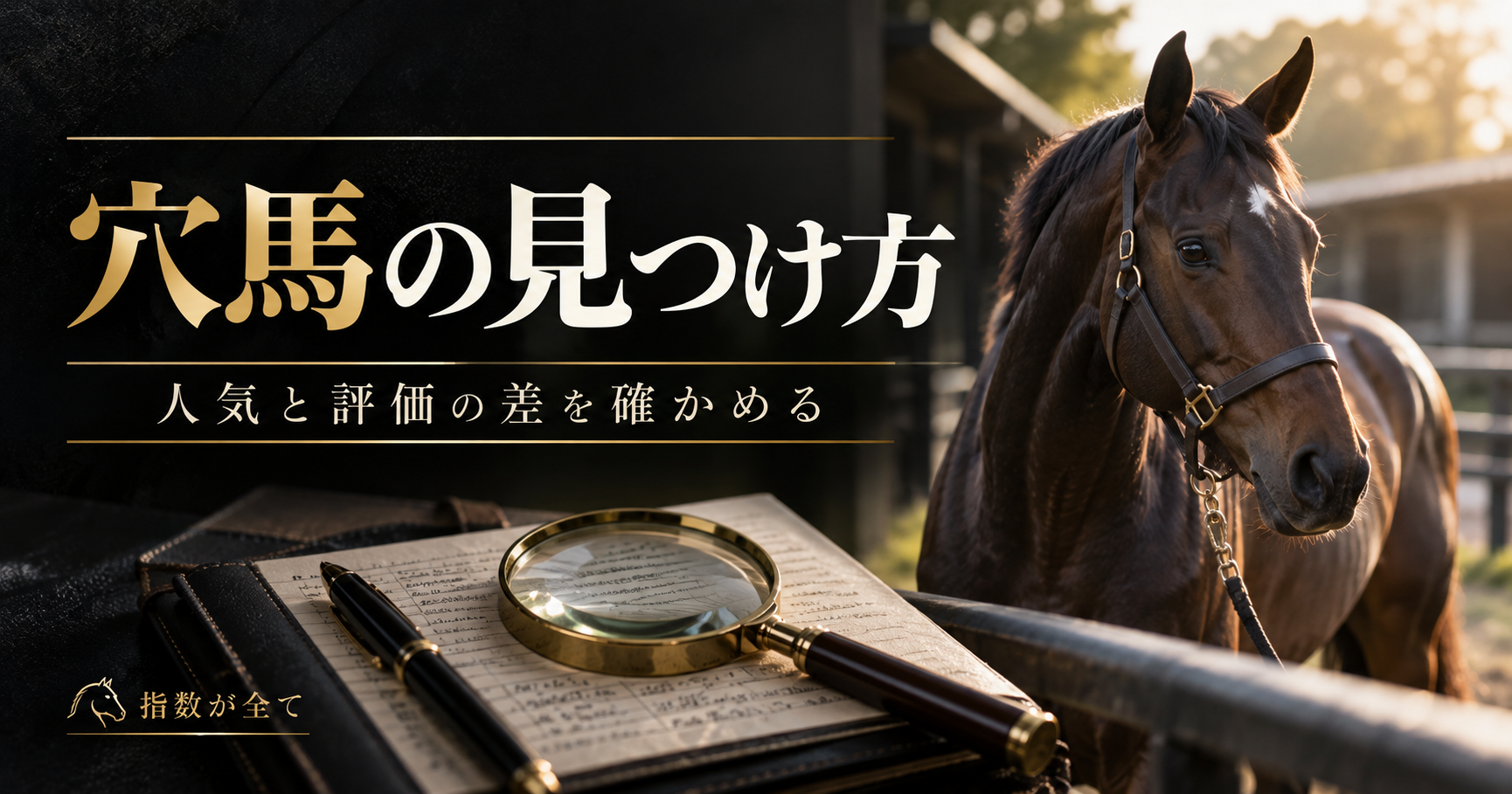 穴馬の見つけ方をテーマにした競馬と分析のイメージ