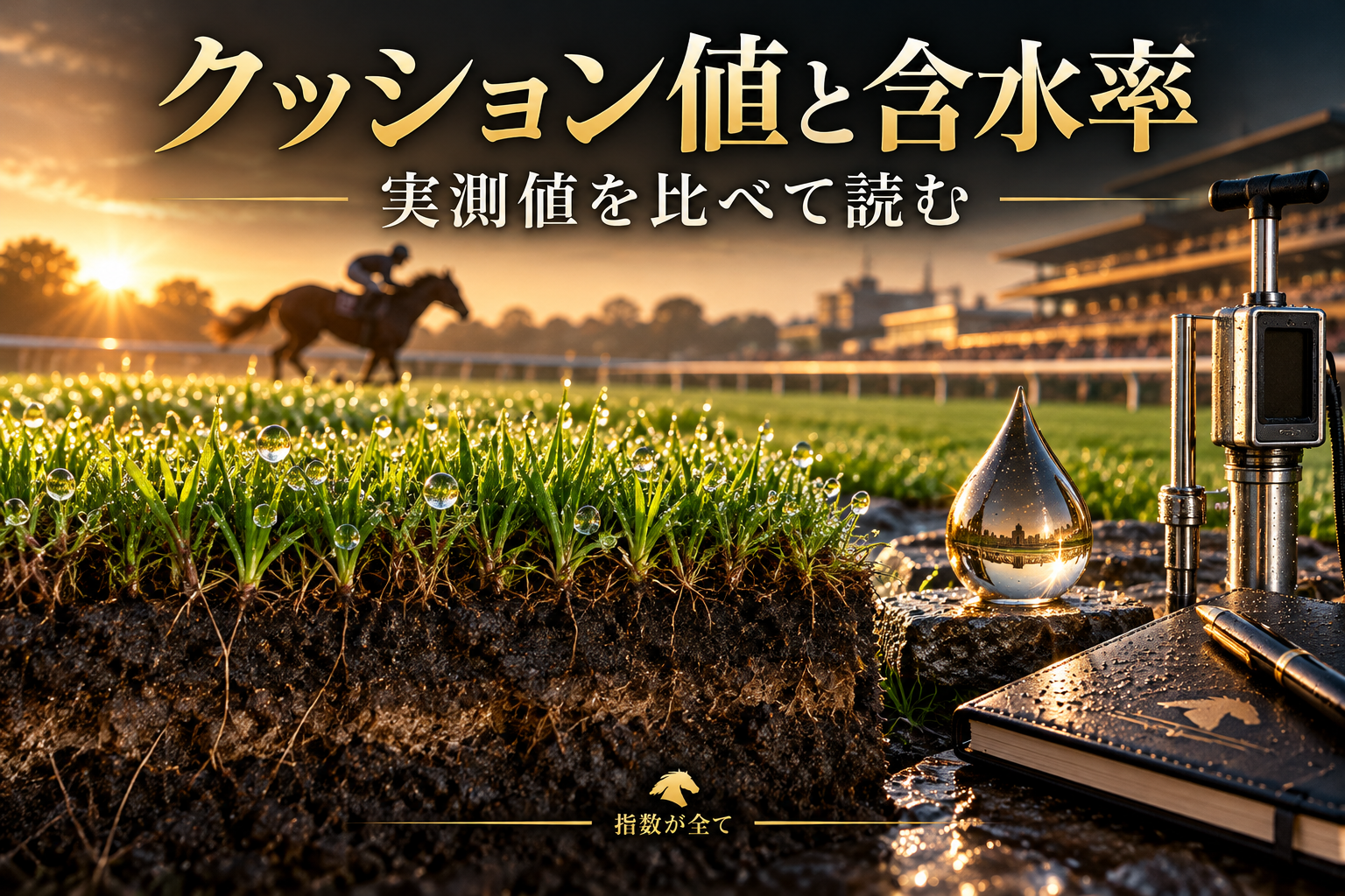 クッション値と含水率。実測値を比べて読むを表すイメージ。
