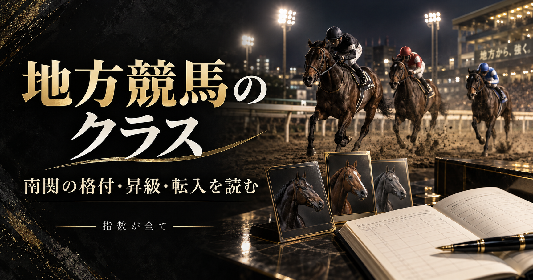 地方競馬のクラスをテーマにした競馬と分析のイメージ