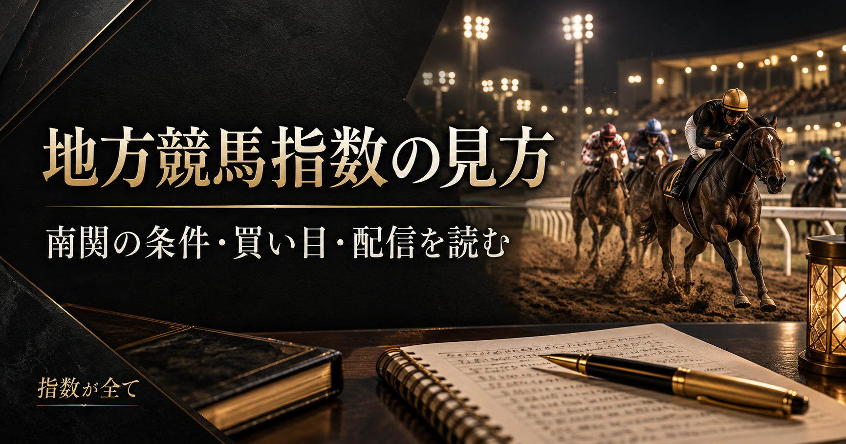 地方競馬指数の見方をテーマにした競馬と分析のイメージ