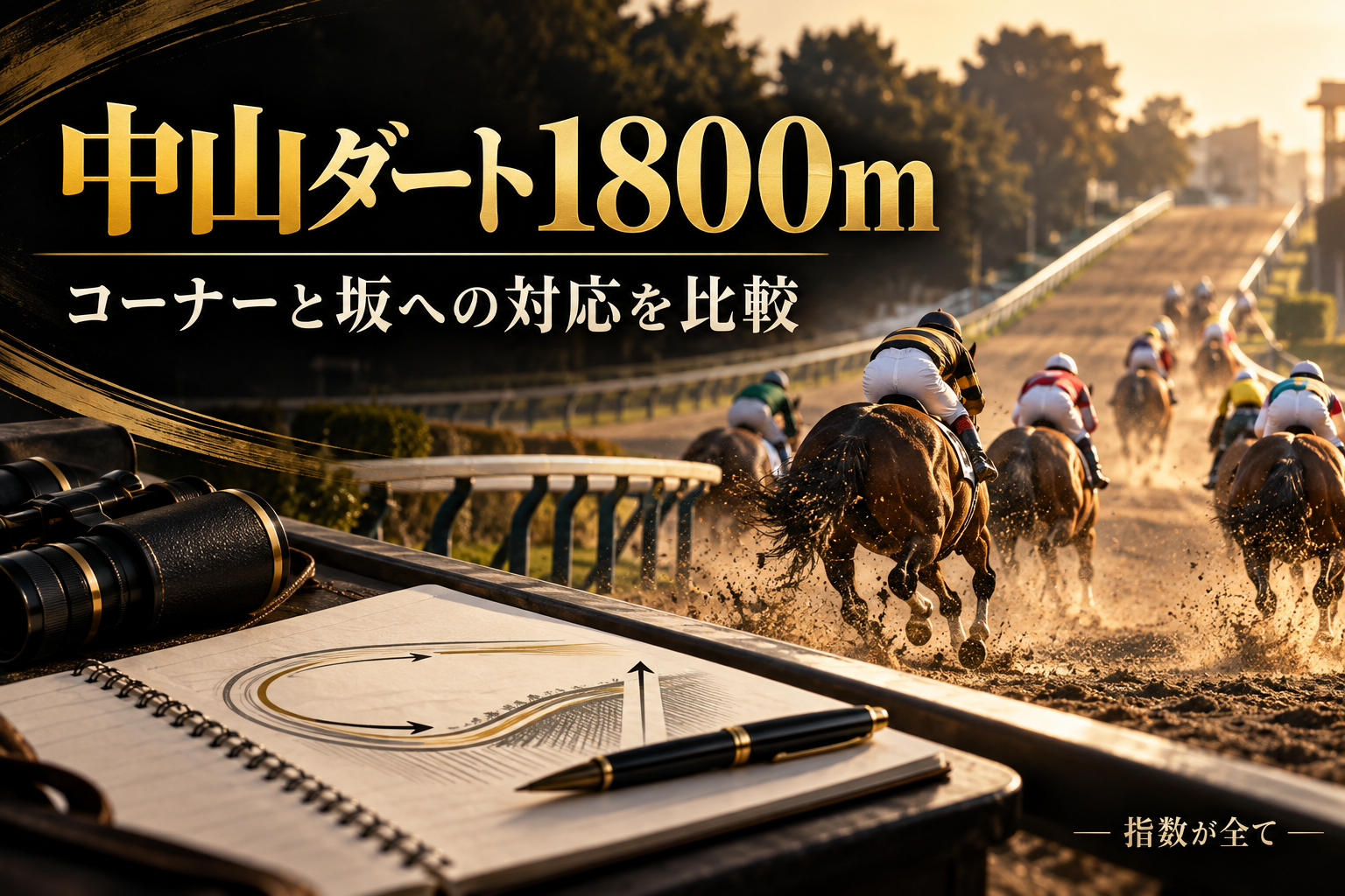中山ダート1800mの特徴と予想の手順|四つのコーナー・坂・追走負荷を比較