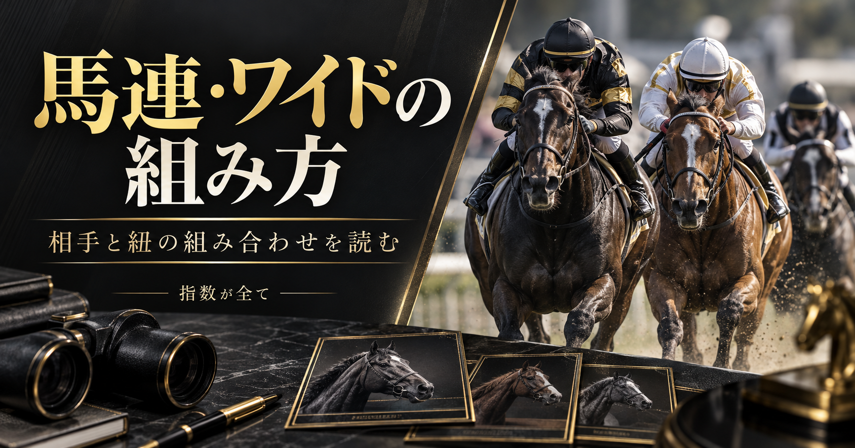 馬連・ワイドの組み方をテーマにした競馬と分析のイメージ