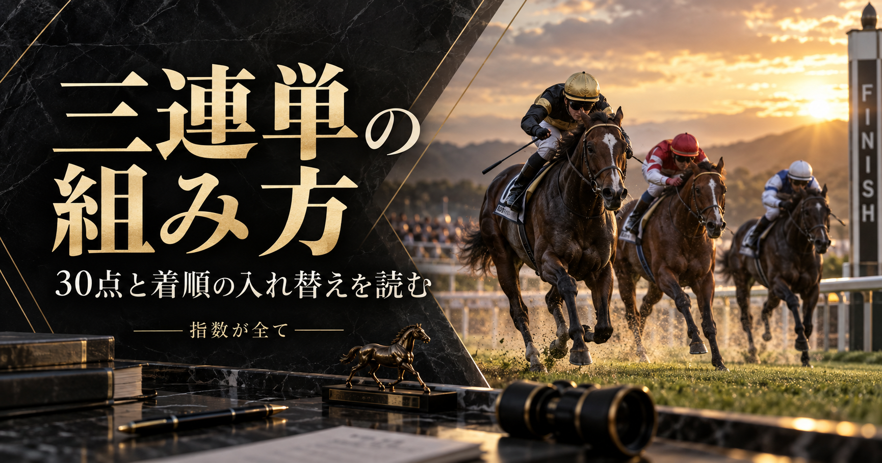 三連単の組み方をテーマにした競馬と分析のイメージ