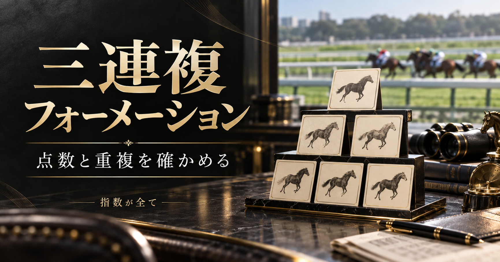 三連複フォーメーションをテーマにした競馬と分析のイメージ